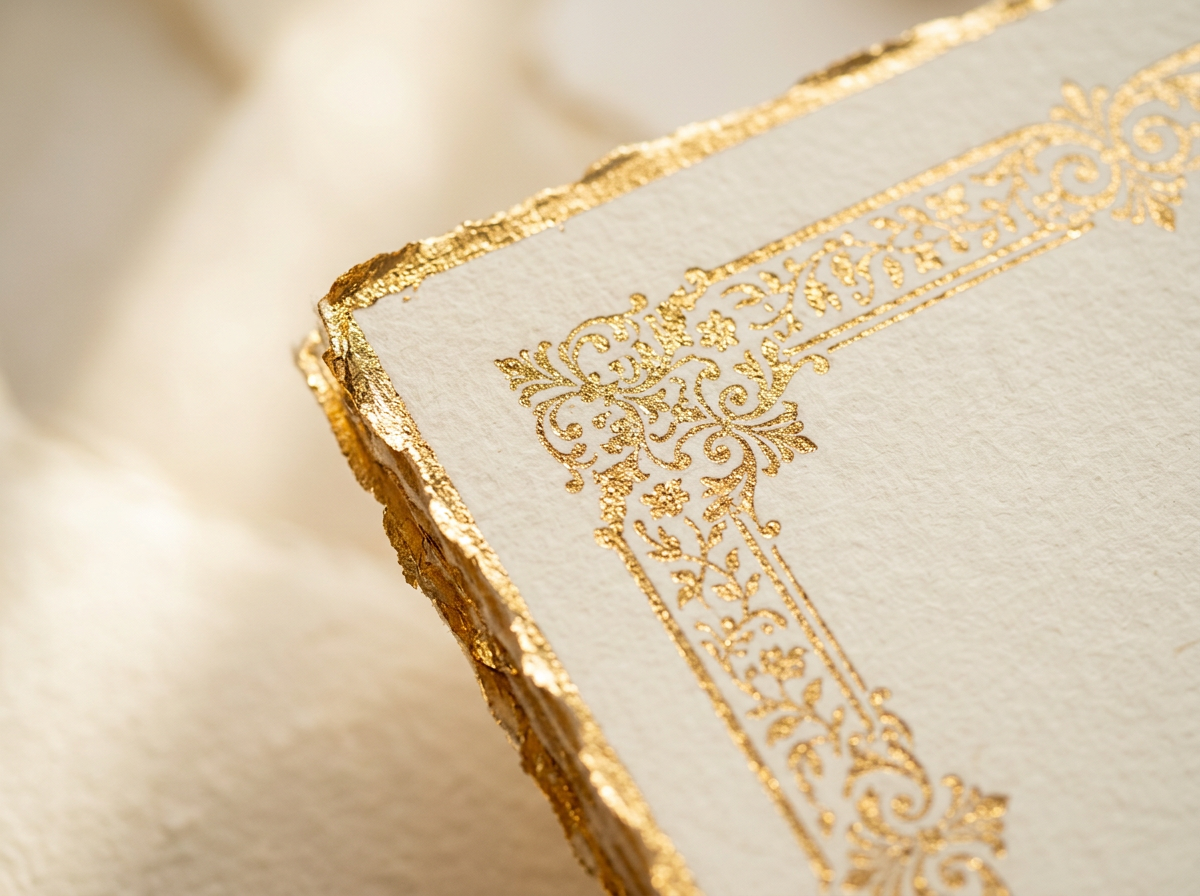 Generated close-up of gold gilding on a card border